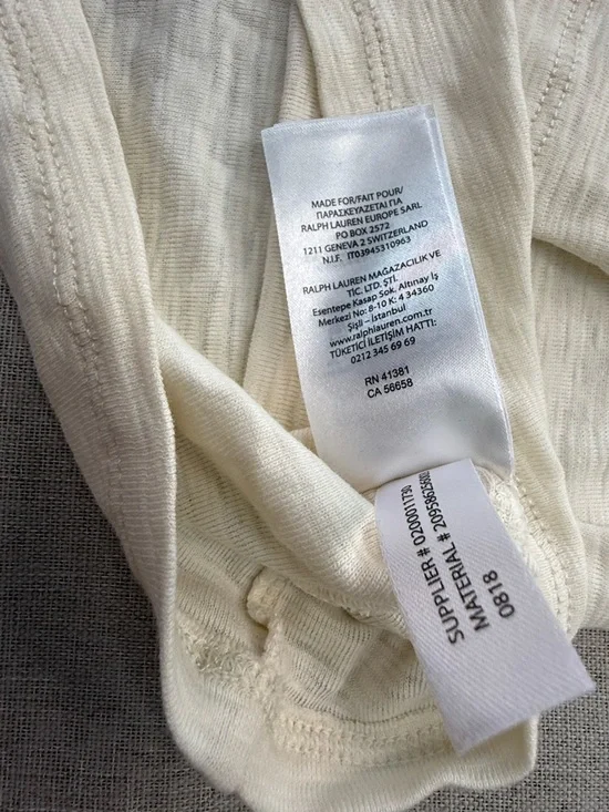 Ralph Lauren Cream Long-Sleeve Henley with Brown Placket - Picture 3 of 4